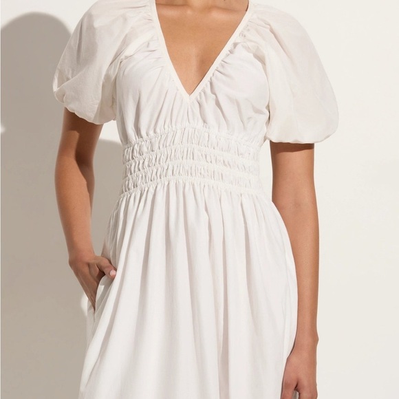 Faithfull the Brand Teatro Midi Dress in White Size US12 or AU 16/ XXL - Picture 3 of 9